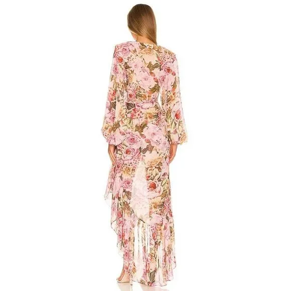 Bronx and Banco Rosa Wrap silk blend Dress in Rose & Multicolor XL(US10) - Picture 3 of 10